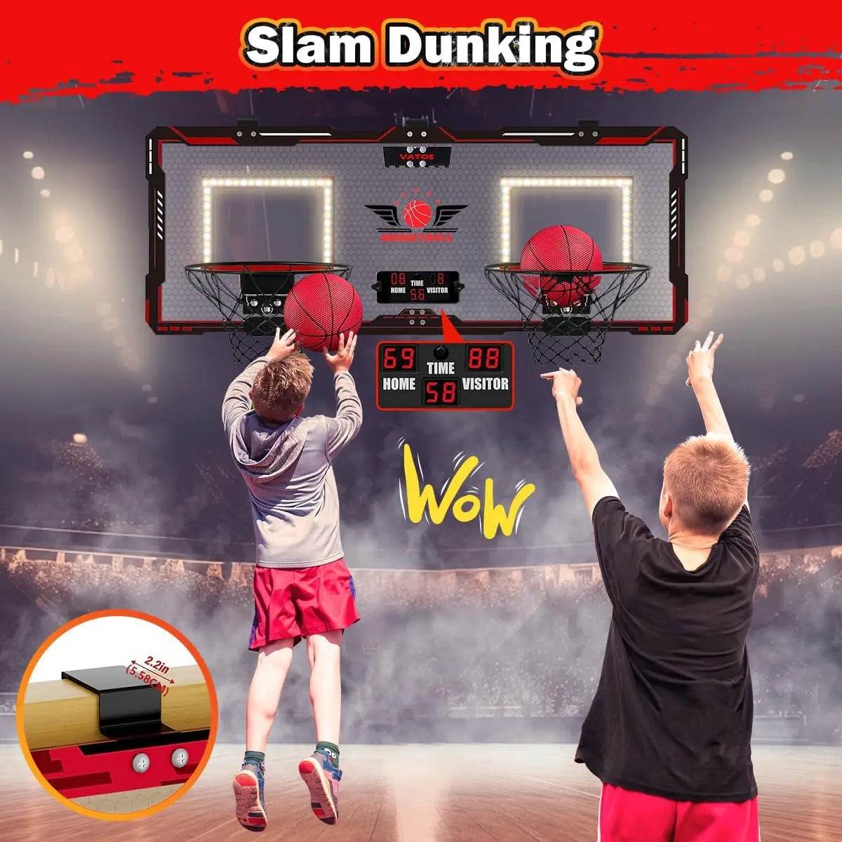 VATOS 2x Basketball Hoop Indoor Outdoor Electric Mini Scoreboard Gift for Kids - ToylandEU