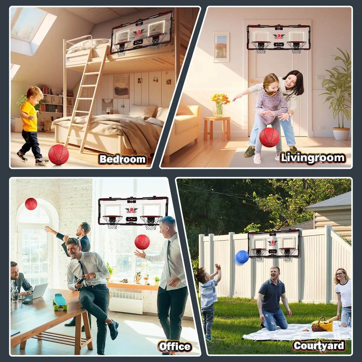 VATOS 2x Basketball Hoop Indoor Outdoor Electric Mini Scoreboard Gift for Kids - ToylandEU