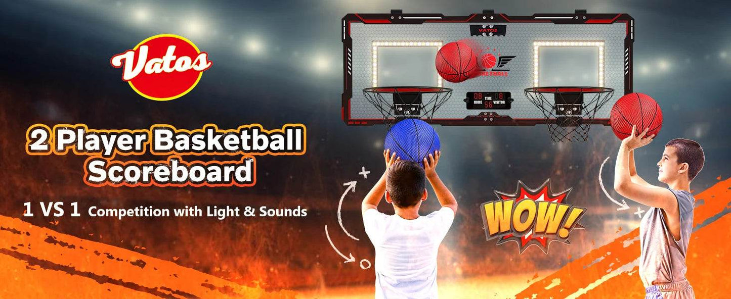 VATOS 2x Basketball Hoop Indoor Outdoor Electric Mini Scoreboard Gift for Kids - ToylandEU