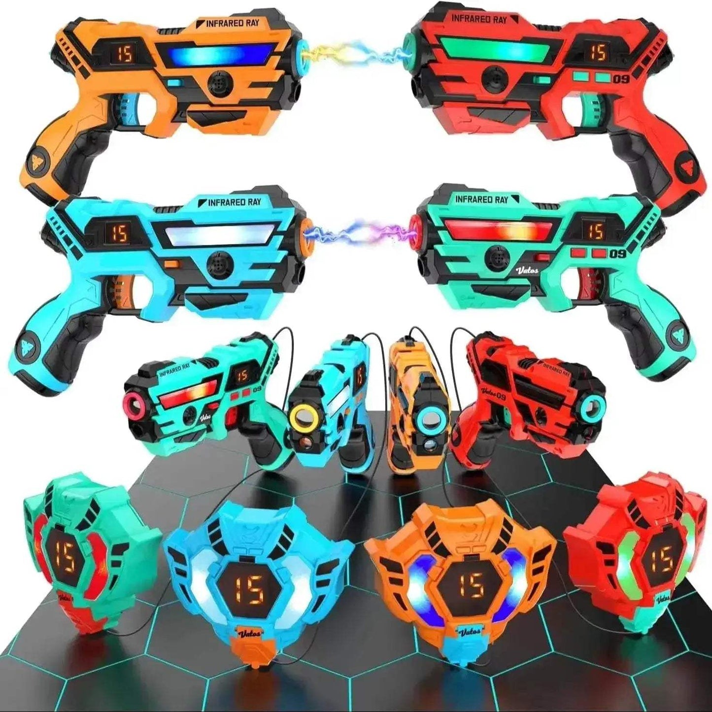VATOS 4x Laser Tag Guns with Vests Set Real-time Data SYNC - ToylandEU