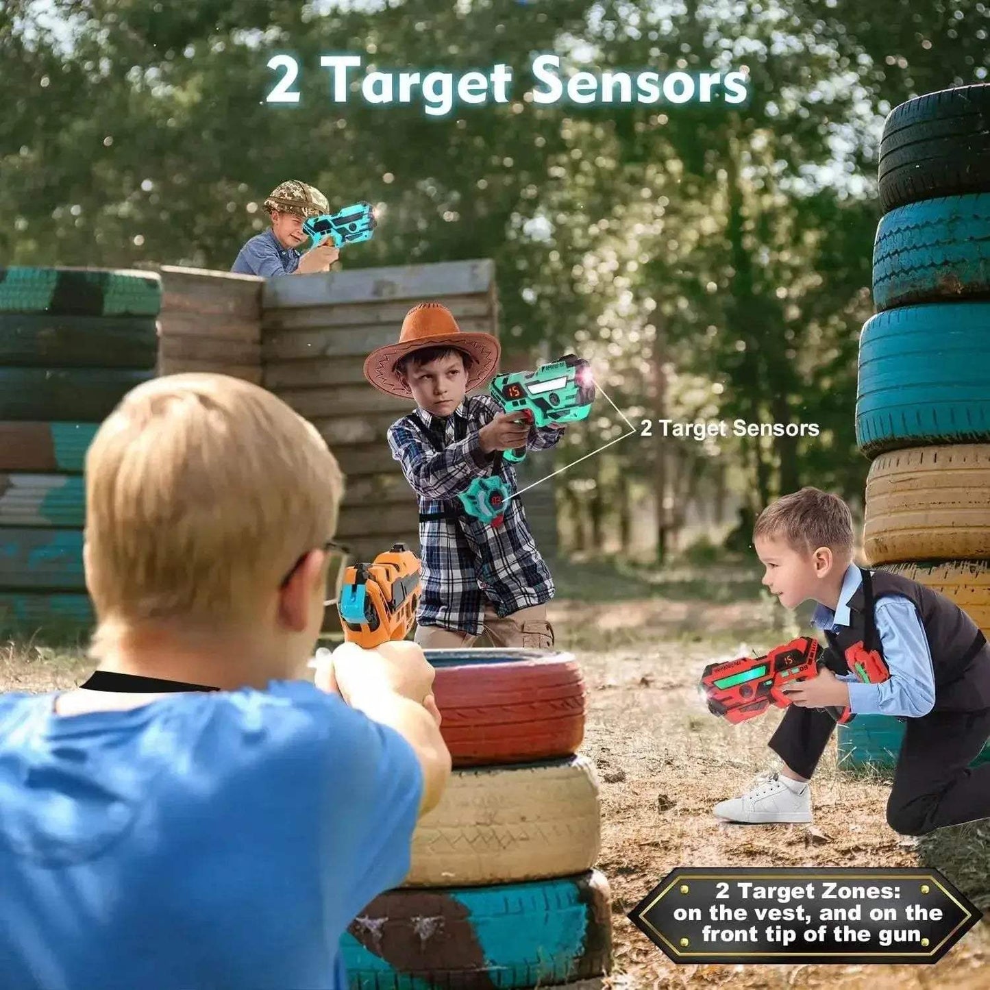 VATOS 4x Laser Tag Guns with Vests Set Real-time Data SYNC - ToylandEU