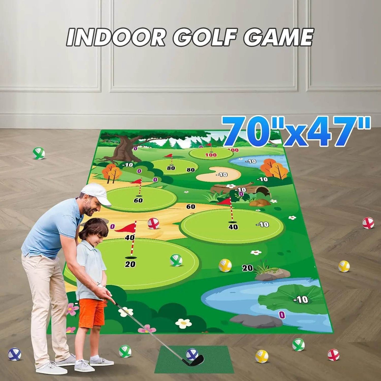 VATOS Golf Chipping Game Mat Indoor Outdoor with 20 Balls - ToylandEU