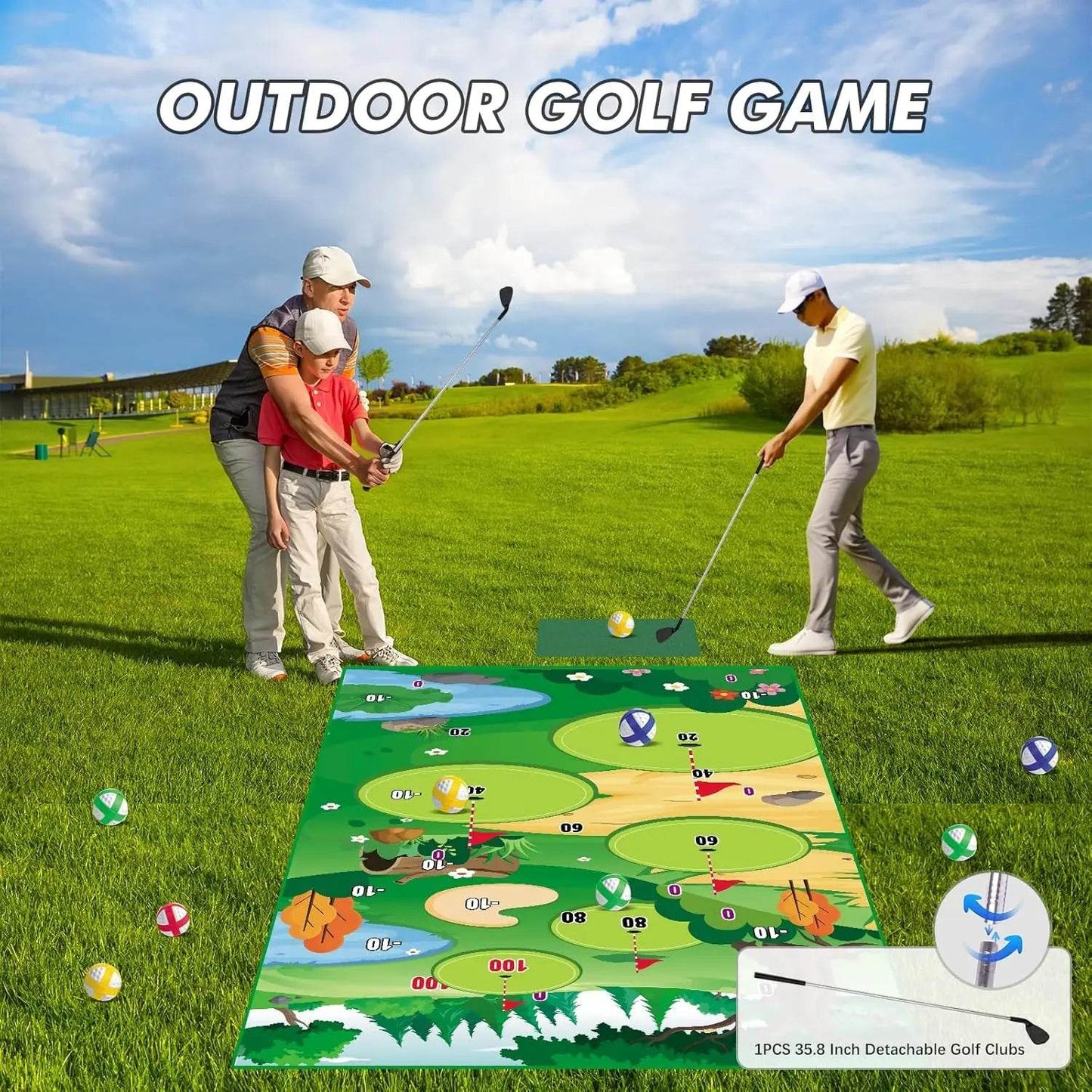 VATOS Golf Chipping Game Mat Indoor Outdoor with 20 Balls - ToylandEU