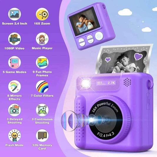  VATOS Instant Print Camera for Kids Birthday Gift Purple -  ToylandEU™