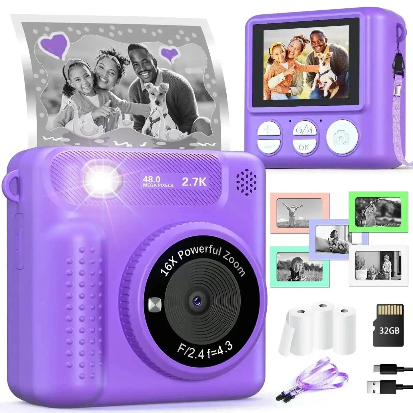  VATOS Instant Print Camera for Kids Birthday Gift Purple -  ToylandEU™