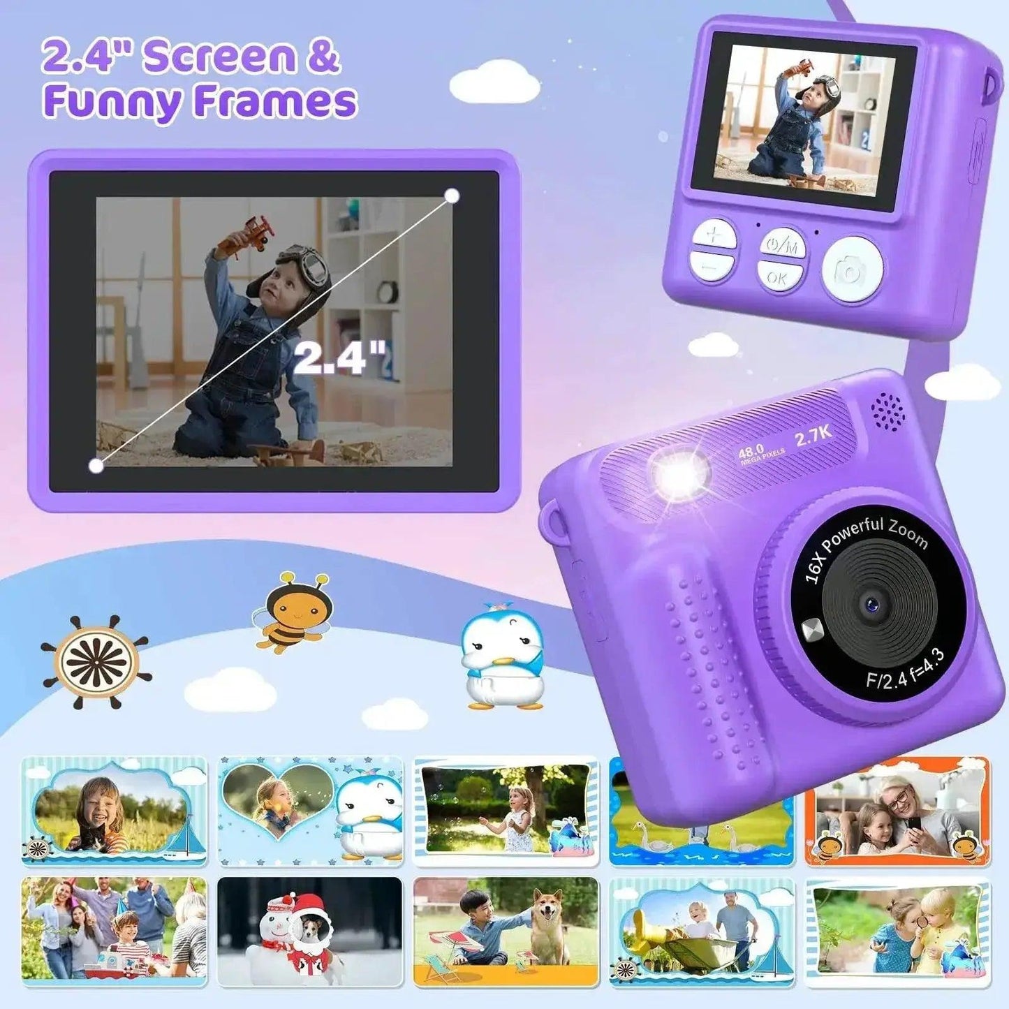  VATOS Instant Print Camera for Kids Birthday Gift Purple -  ToylandEU™