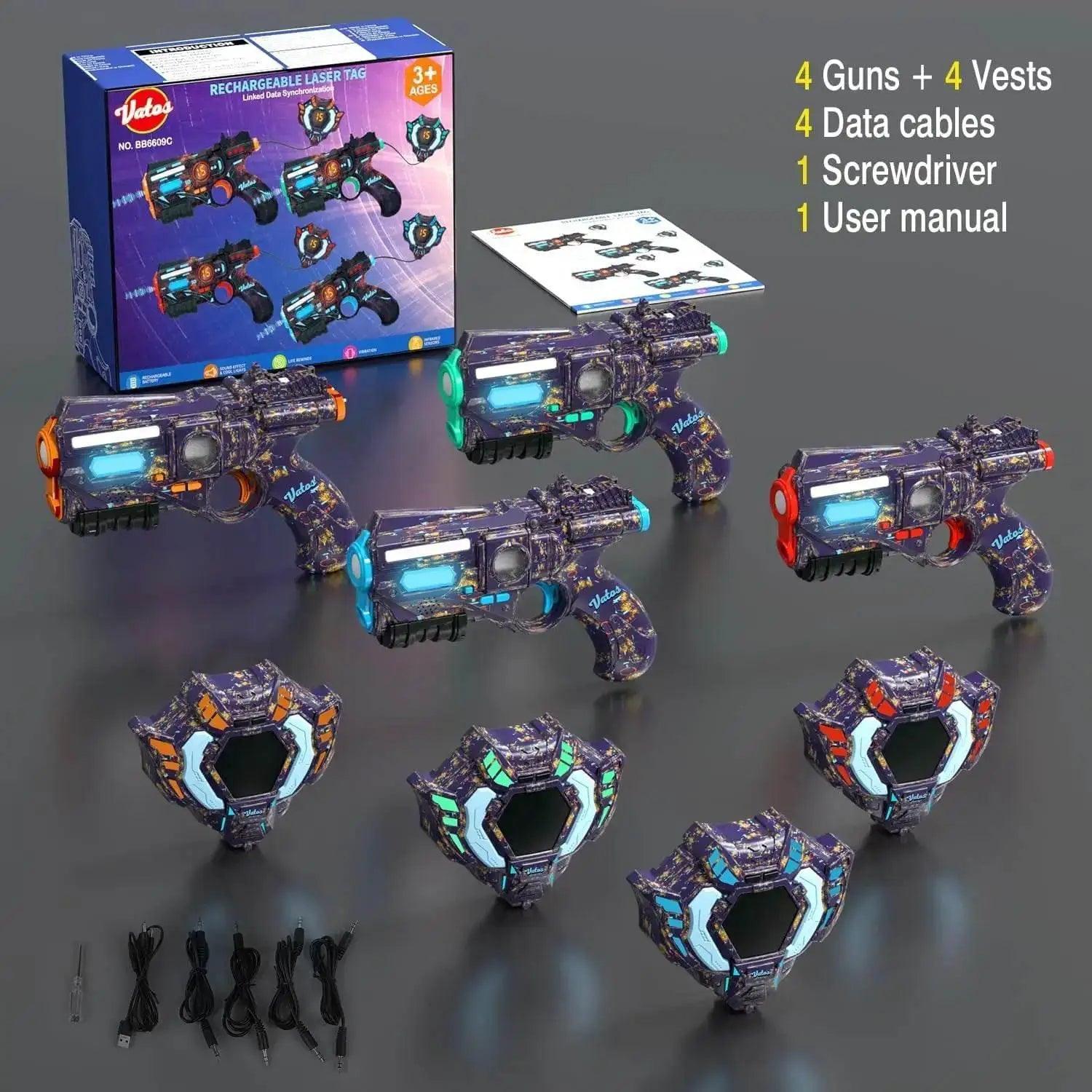 VATOS Rechargeable Infrared Laser Tag Gun Set with 4 Vests and Glowing Lights for Adults and Kids -  ToylandEU™