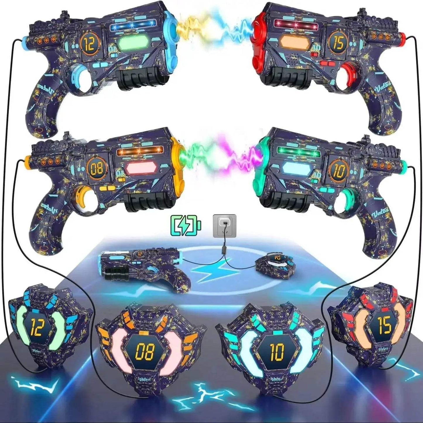 VATOS Rechargeable Infrared Laser Tag Gun Set with 4 Vests and Glowing Lights for Adults and Kids - ToylandEU