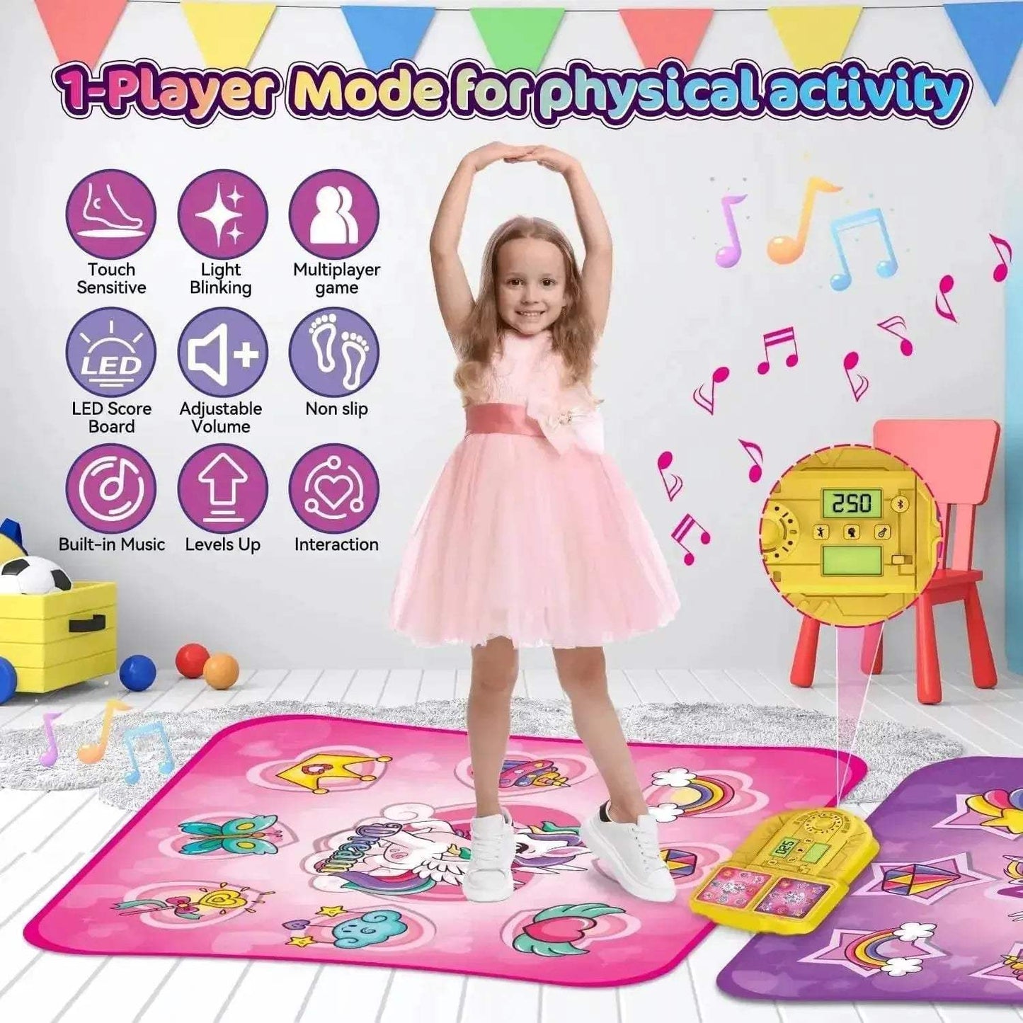  VATOS Unicorn Dance Mat x2 Toys for Girls Fun Play Mat -  ToylandEU™