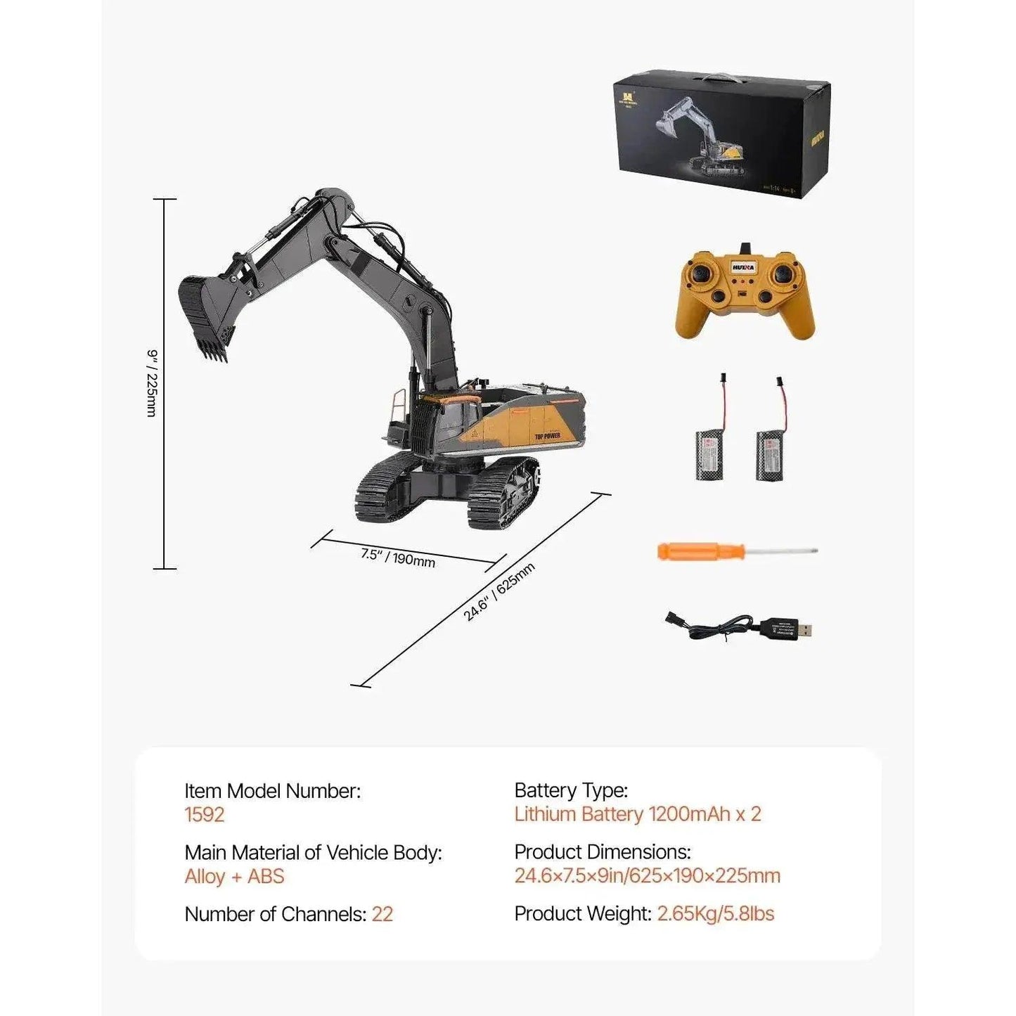  VEVOR 1:14 RC Excavator Toy for Kids Birthday Gifts -  ToylandEU™