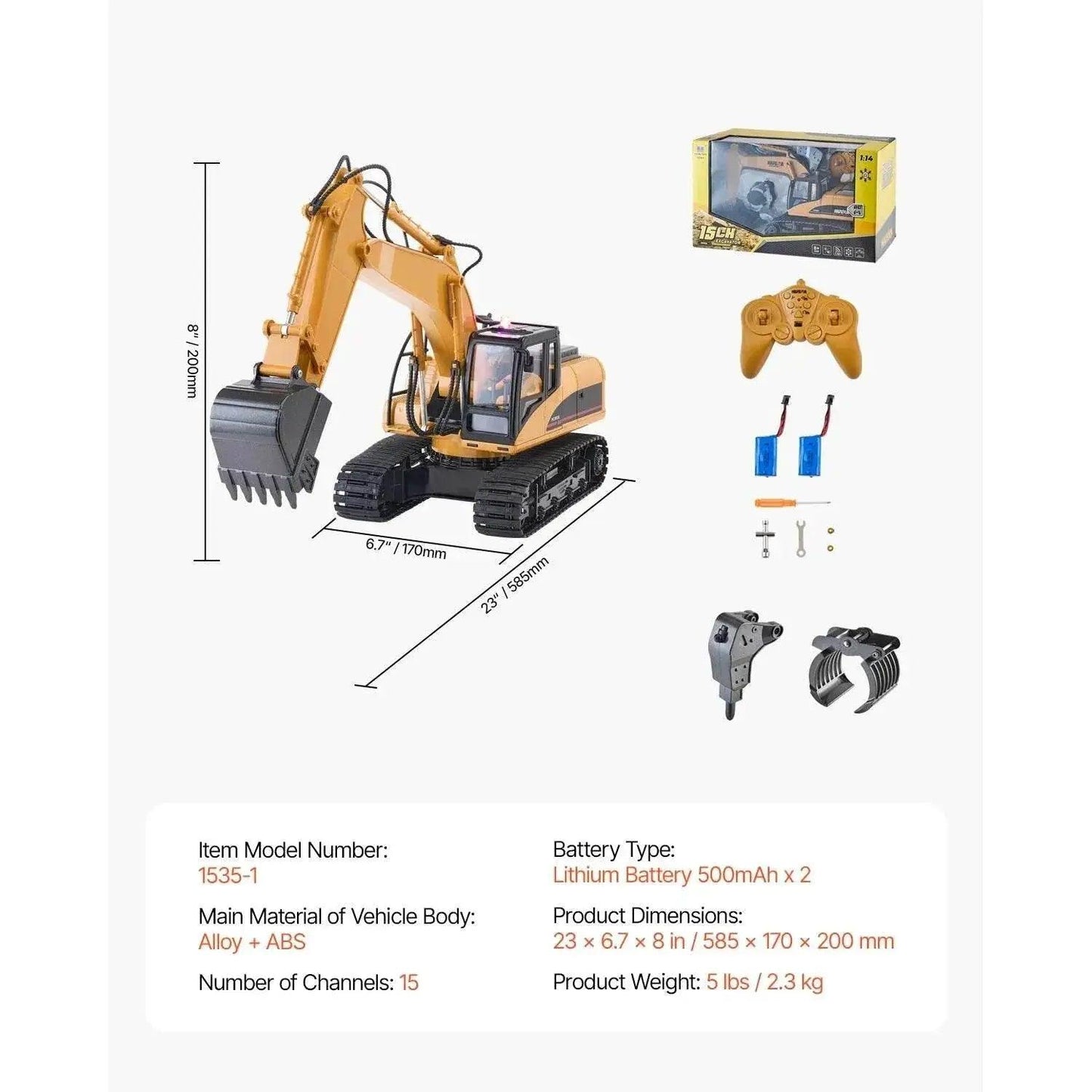  VEVOR 2.4G Remote Control Excavator Digger Toy for Kids -  ToylandEU™