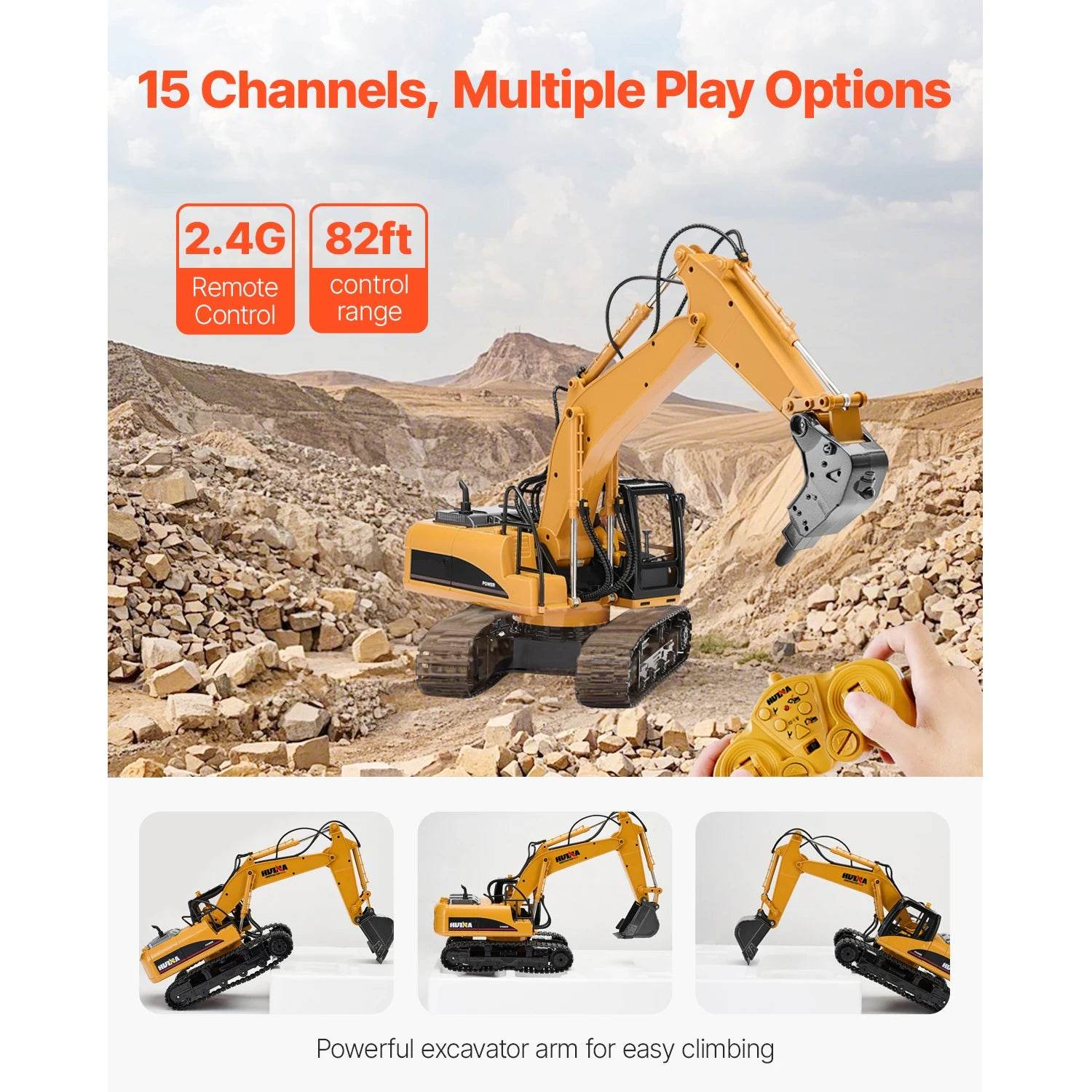 VEVOR 2.4G Remote Control Excavator Dump Truck Toy 3 in 1 - ToylandEU