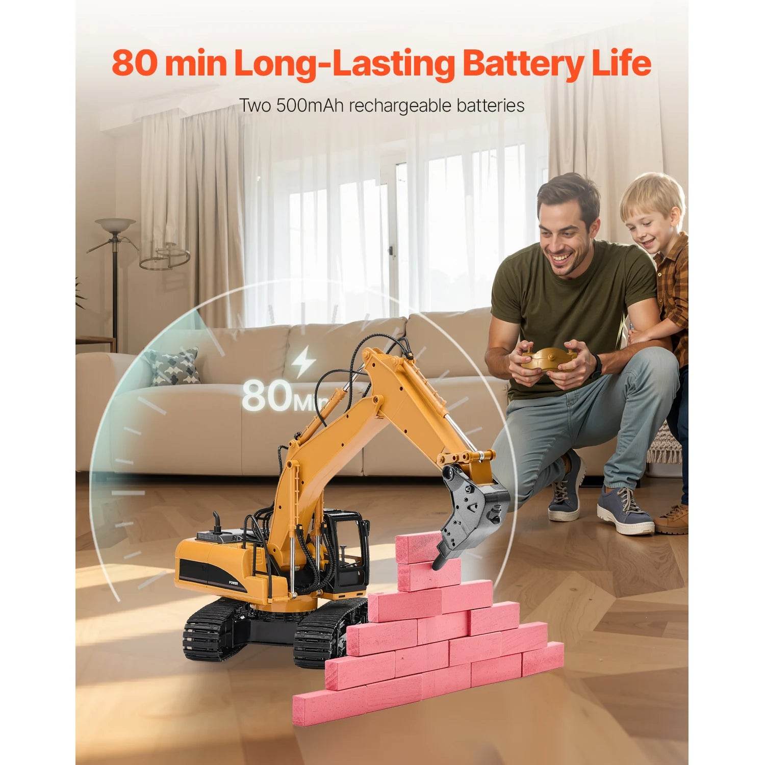 VEVOR 2.4G Remote Control Excavator Dump Truck Toy 3 in 1 - ToylandEU