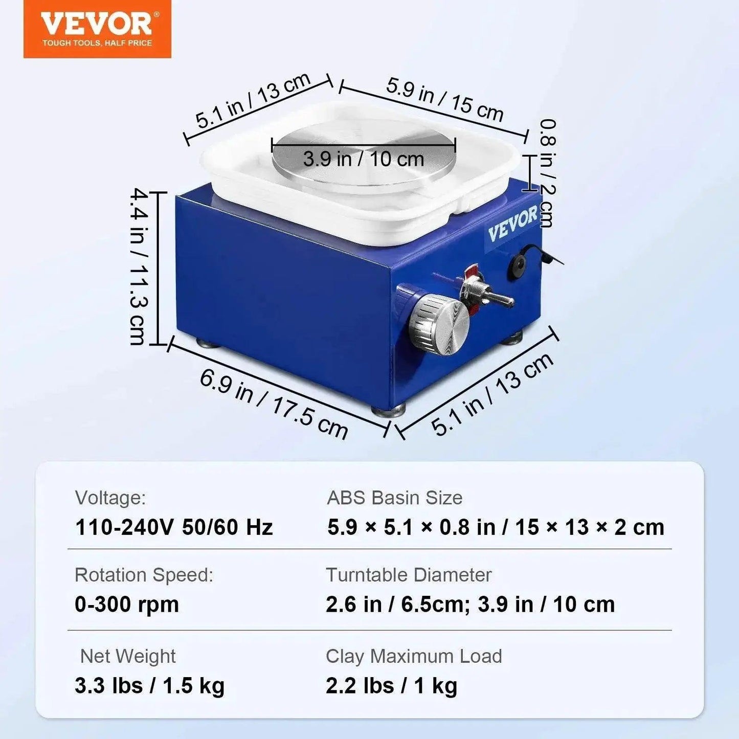  VEVOR 2.6in / 3.9in Mini Pottery Wheel 2 Turntables Machine -  ToylandEU™