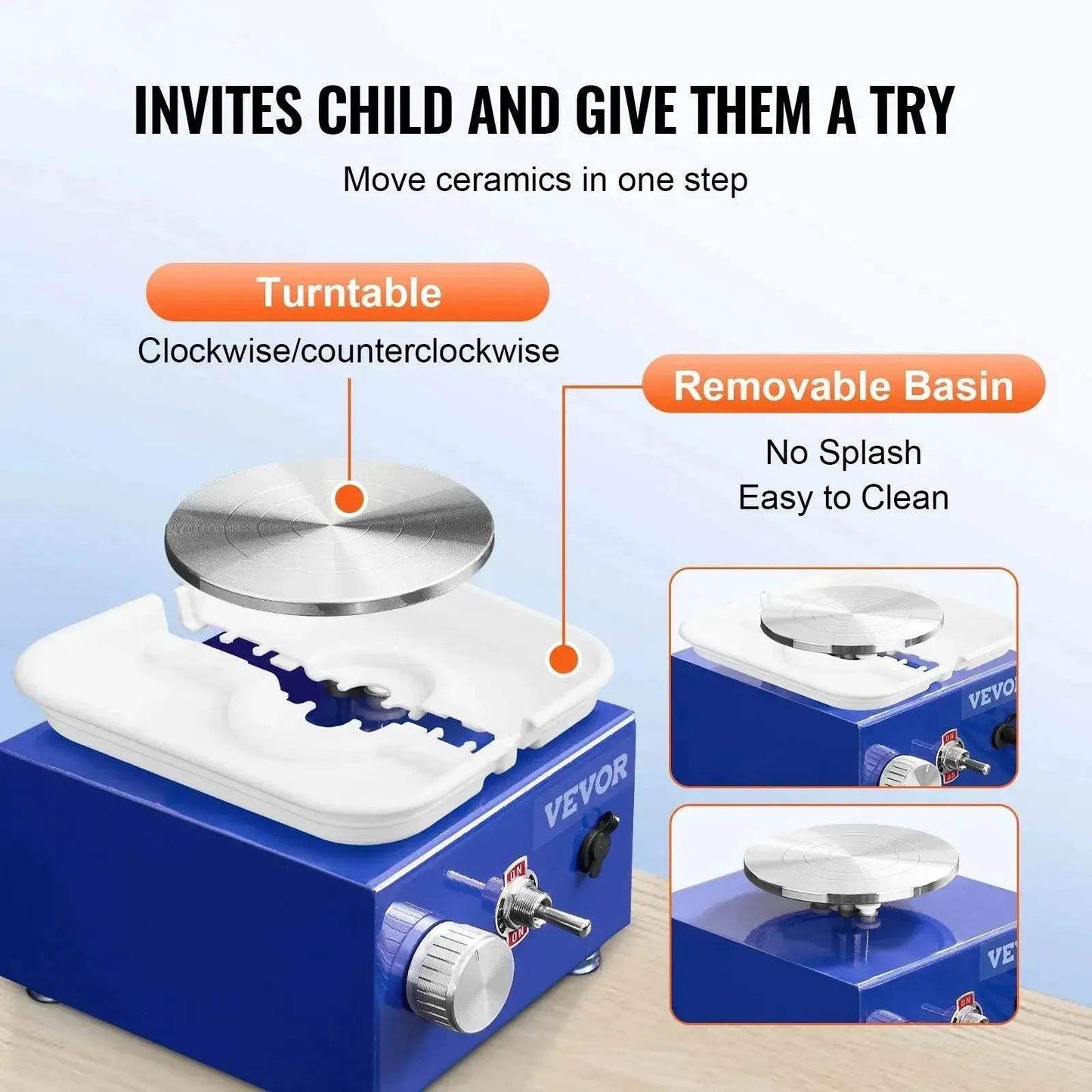 VEVOR 2.6in / 3.9in Mini Pottery Wheel 2 Turntables Machine - ToylandEU