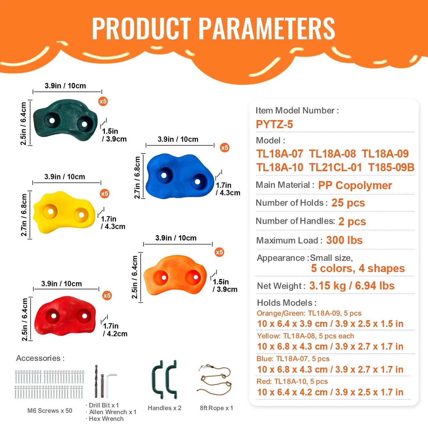 VEVOR 32 Rock Climbing Holds Multi-Size Multi-Colored Rocks - ToylandEU