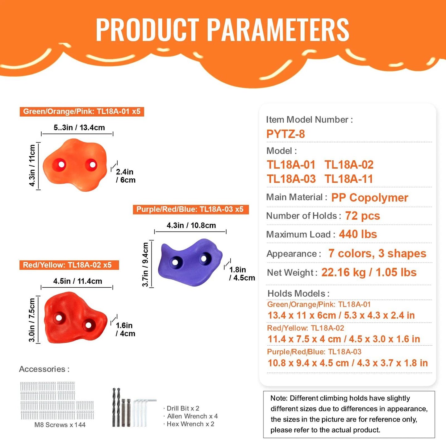 VEVOR 32 Rock Climbing Holds Multi-Size Multi-Colored Rocks - ToylandEU