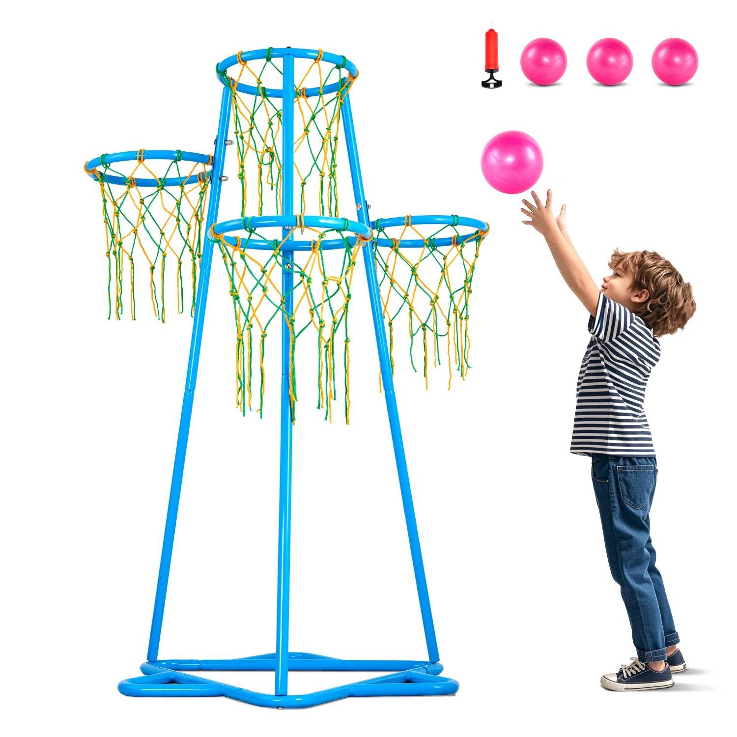 VEVOR 4-Hoop Kids Basketball Hoop Stand with Adjustable Heights - ToylandEU