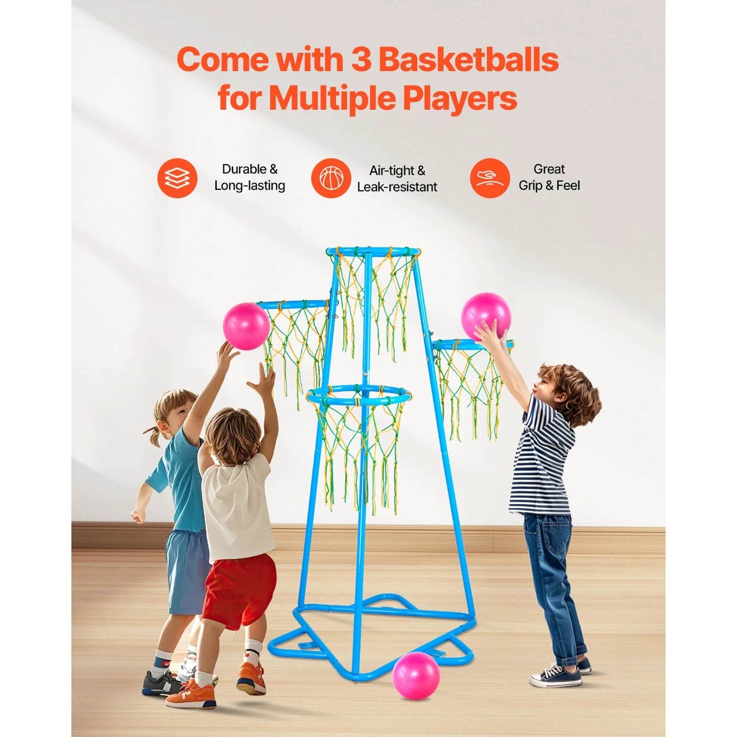 VEVOR 4-Hoop Kids Basketball Hoop Stand with Adjustable Heights - ToylandEU