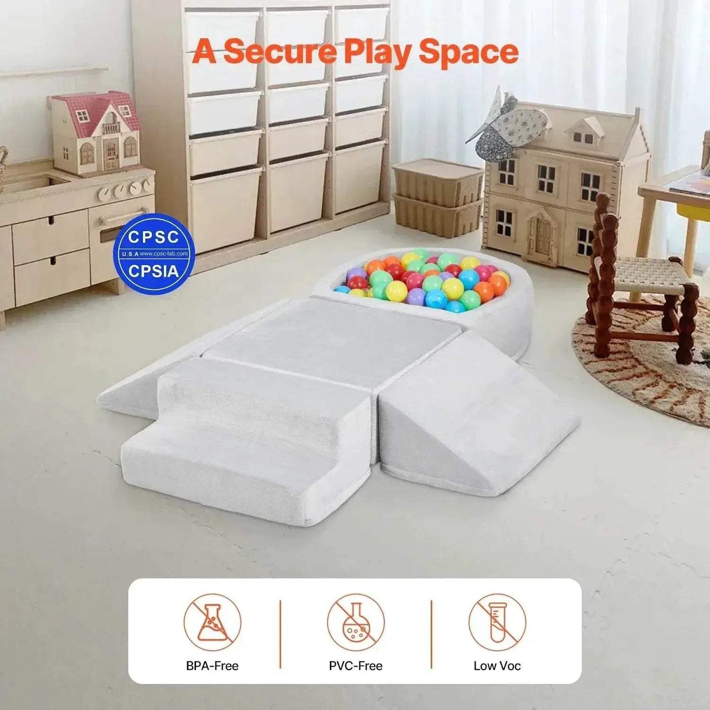 VEVOR 5 Piece Baby Foam Climbing Blocks Toys with Ball Pit Kids Indoor Climb and Crawl Activity Playset for Toddlers Crawling - ToylandEU