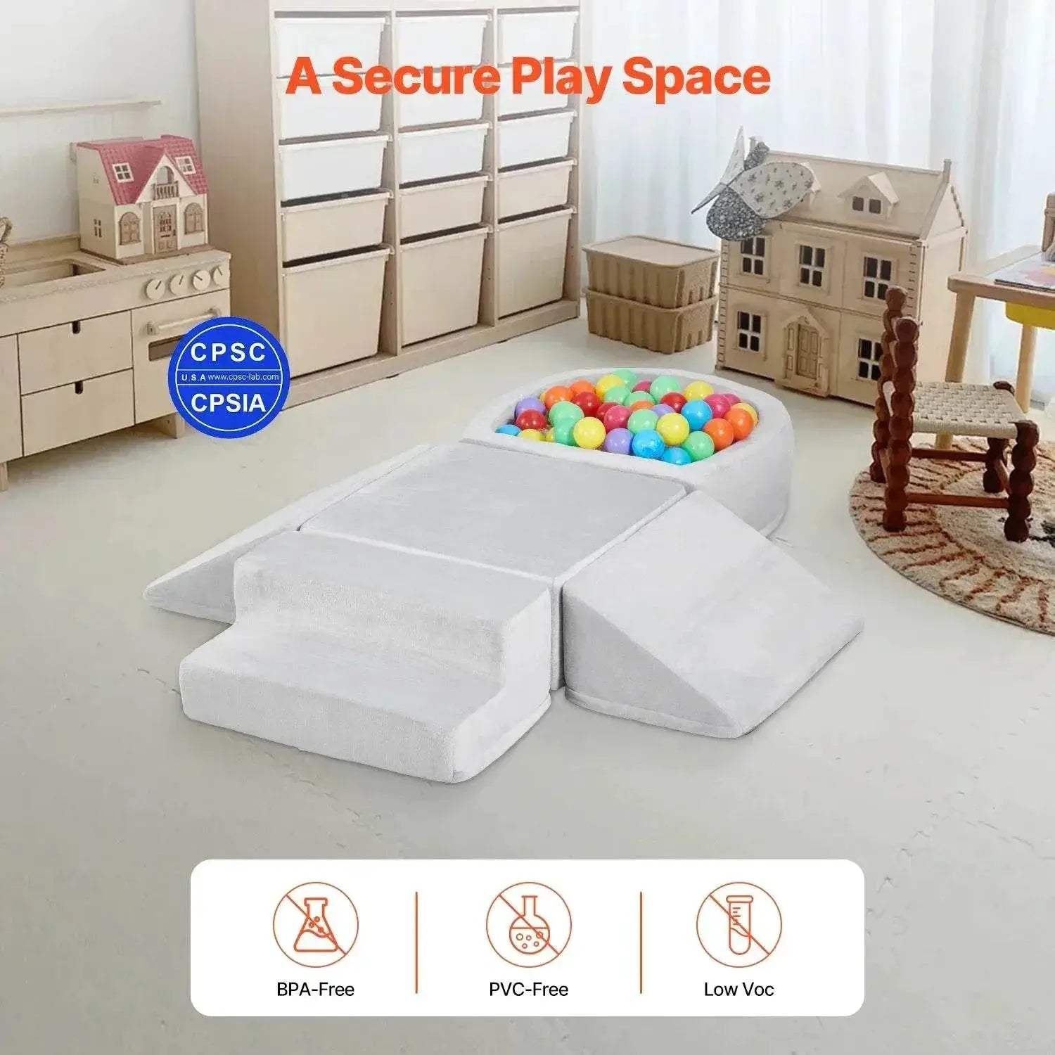 VEVOR 5 Piece Baby Foam Climbing Blocks Toys with Ball Pit Kids Indoor Climb and Crawl Activity Playset for Toddlers Crawling - ToylandEU