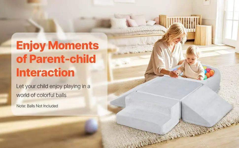 VEVOR 5 Piece Baby Foam Climbing Blocks Toys with Ball Pit Kids Indoor Climb and Crawl Activity Playset for Toddlers Crawling - ToylandEU