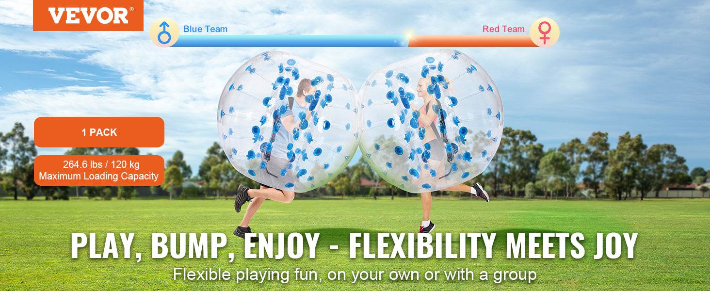 VEVOR 5Ft 1.5M Inflatable Bumper Ball Body Sumo Zorb Balls for Teen and Adult 0.8mm Thick PVC Human Hamster Bubble Balls - ToylandEU