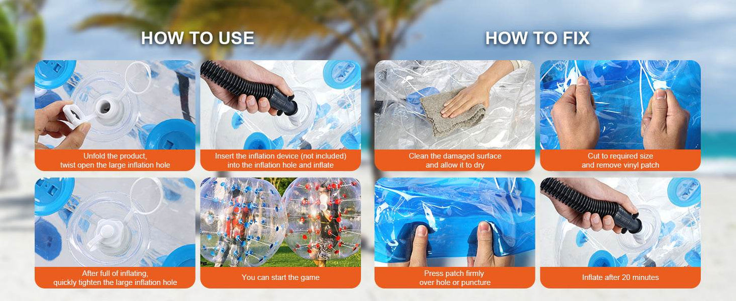 VEVOR 5Ft 1.5M Inflatable Bumper Ball Body Sumo Zorb Balls for Teen and Adult 0.8mm Thick PVC Human Hamster Bubble Balls - ToylandEU