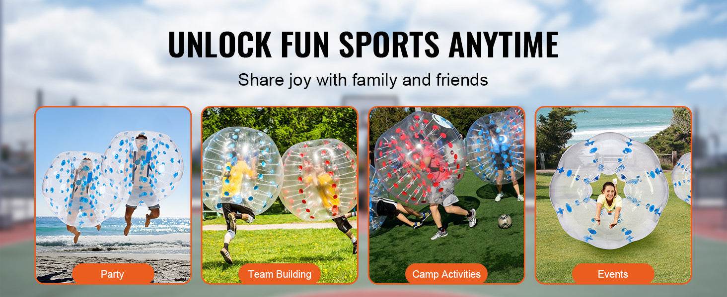 VEVOR 5Ft 1.5M Inflatable Bumper Ball Body Sumo Zorb Balls for Teen and Adult 0.8mm Thick PVC Human Hamster Bubble Balls - ToylandEU