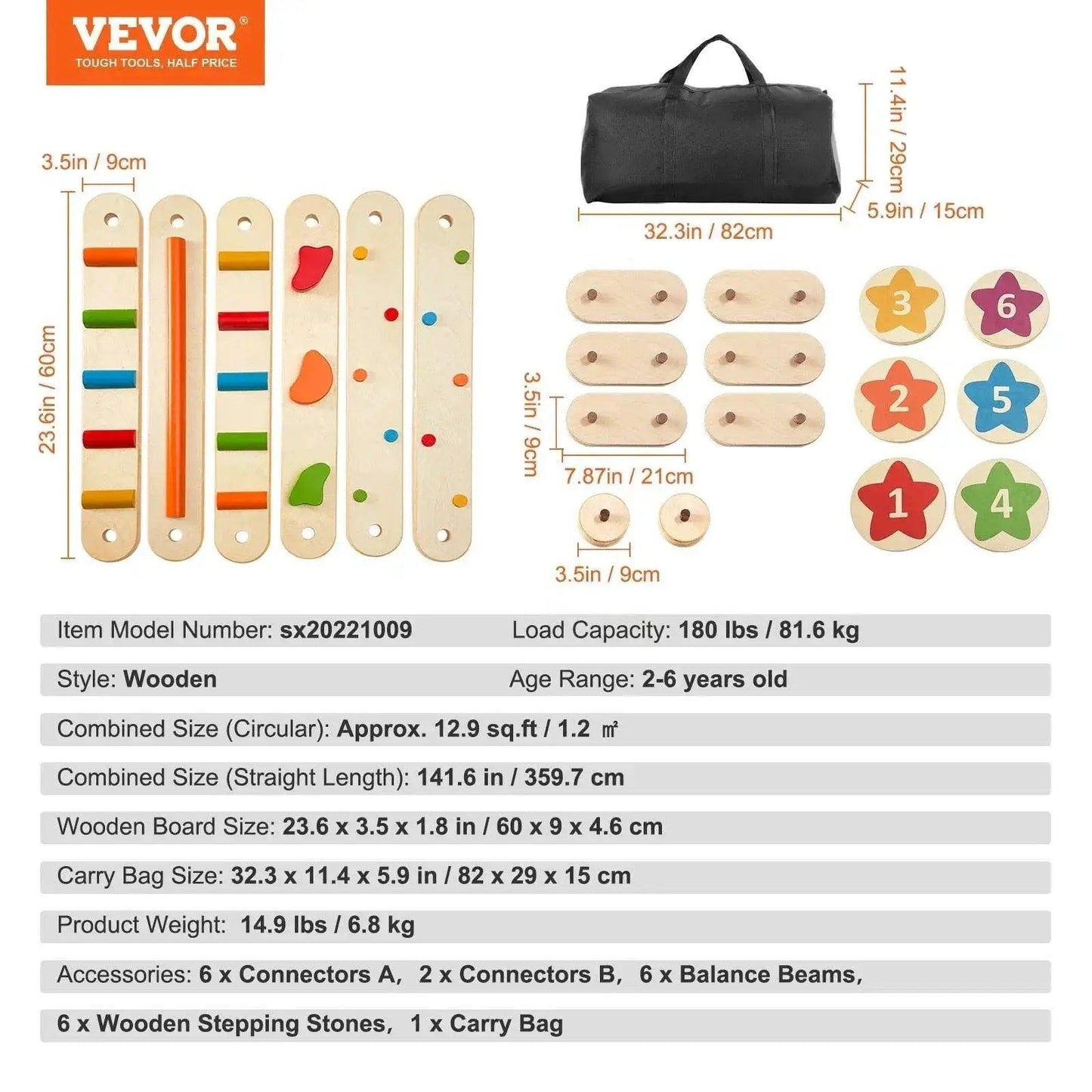  VEVOR 6 PCS Balance Beam Stepping Stones for Kids 2-6 -  ToylandEU™