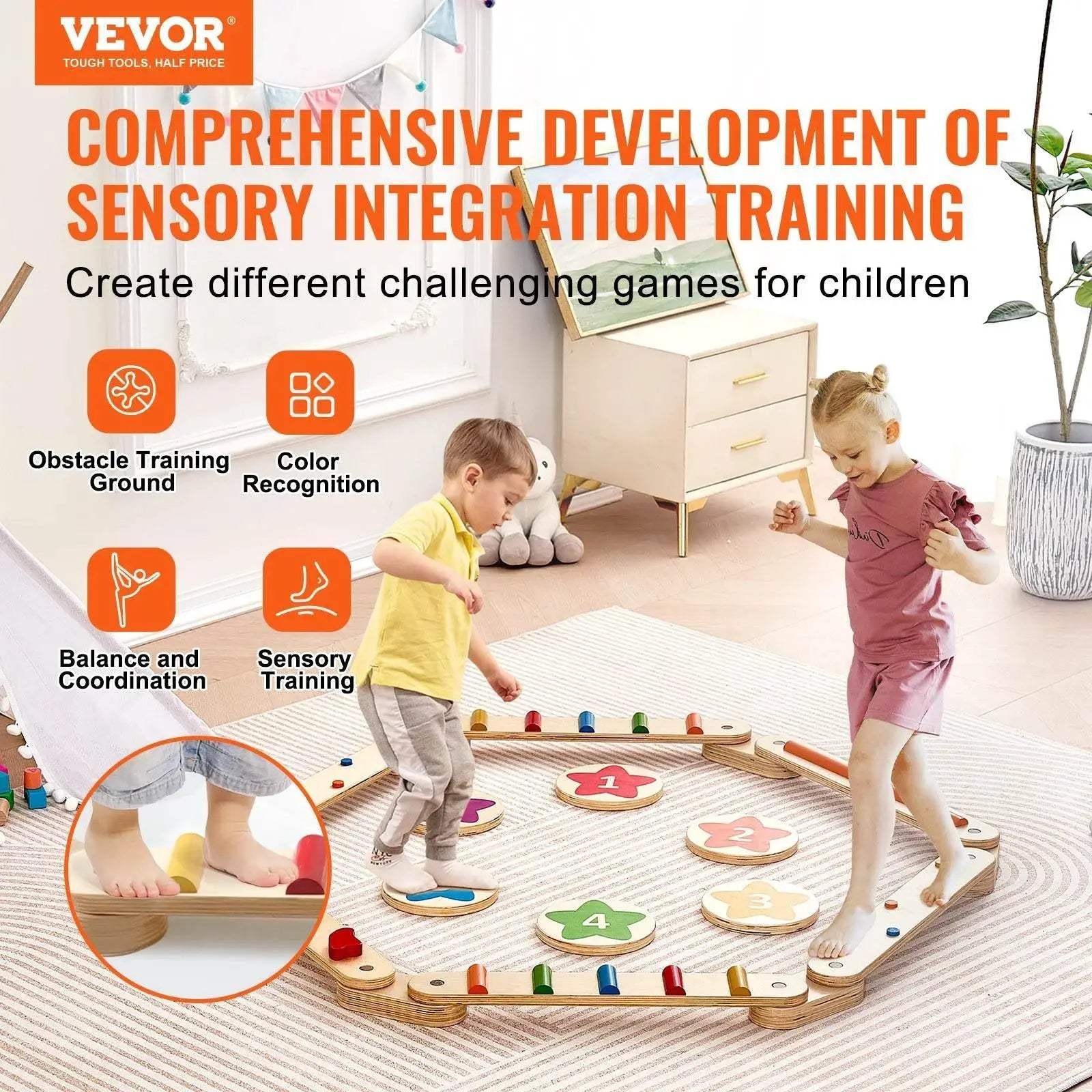 VEVOR 6 PCS Balance Beam Stepping Stones for Kids 2-6 - ToylandEU