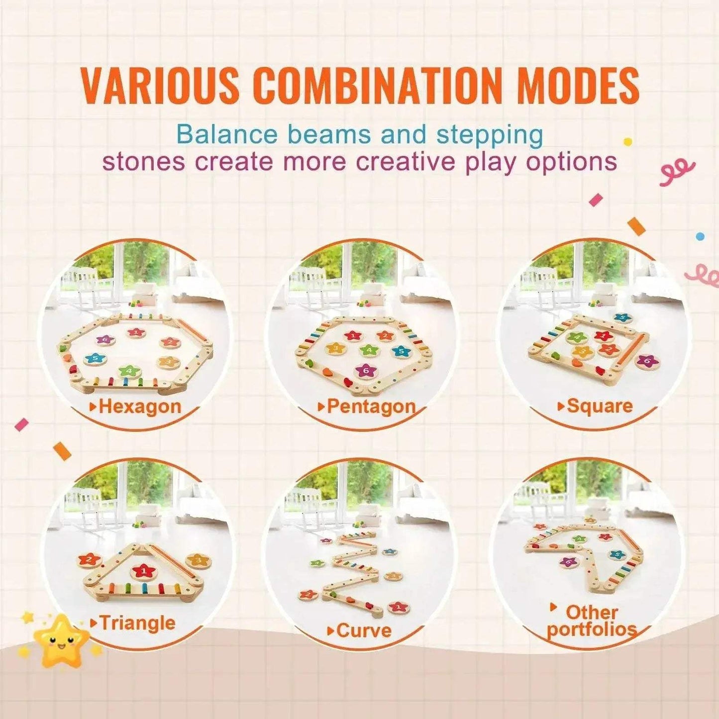 VEVOR 6 PCS Balance Beam Stepping Stones for Kids 2-6 - ToylandEU