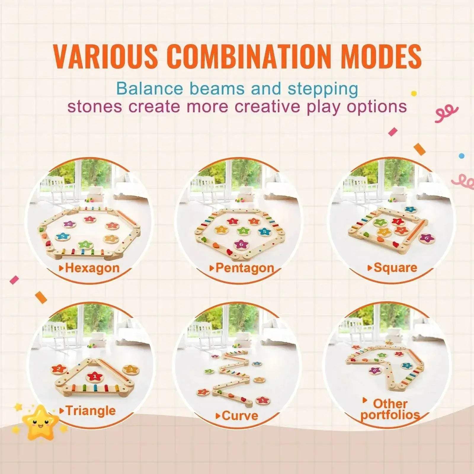 VEVOR 6 PCS Balance Beam Stepping Stones for Kids 2-6 - ToylandEU
