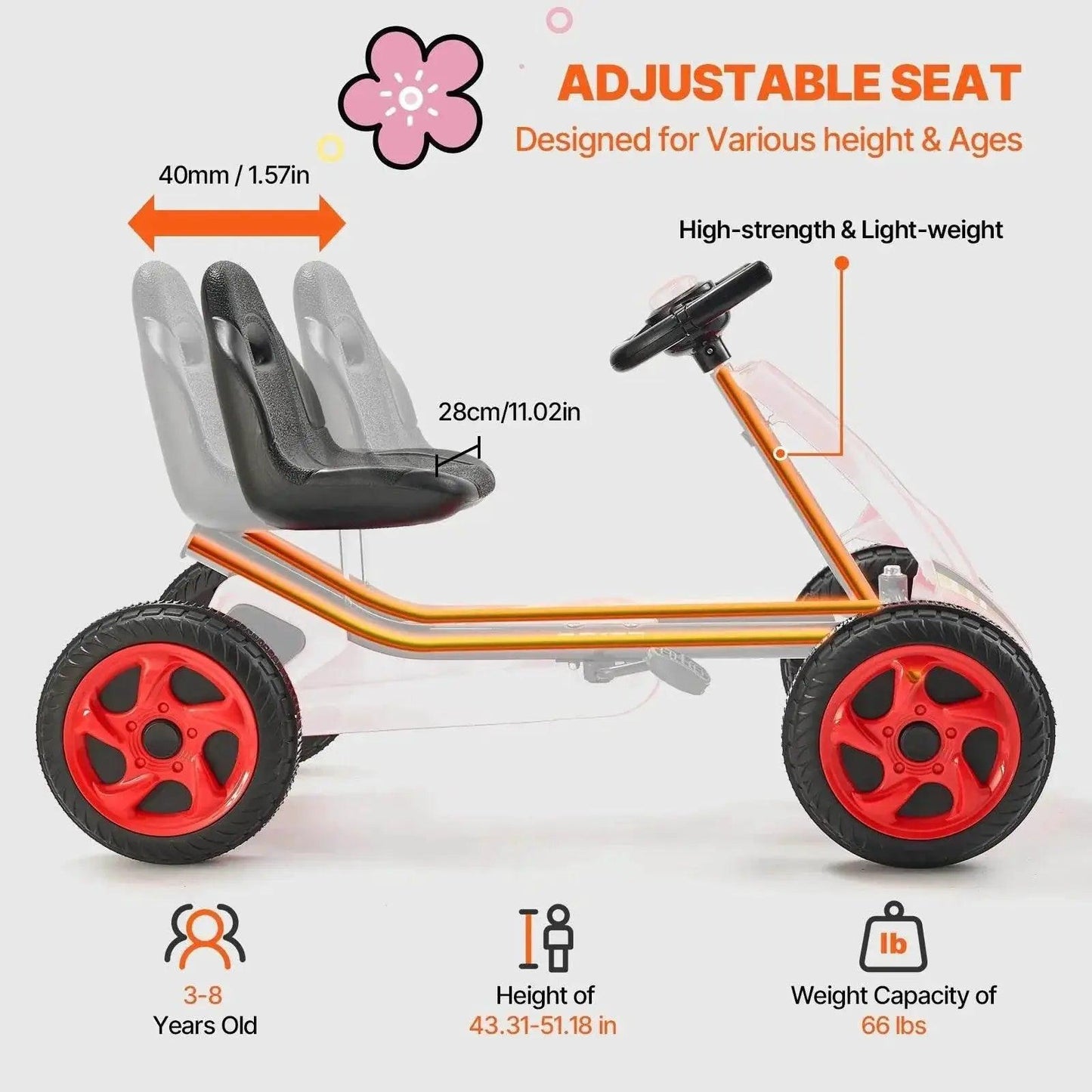  VEVOR 66lbs Kids Pedal Go Kart for Outdoor Fun -  ToylandEU™