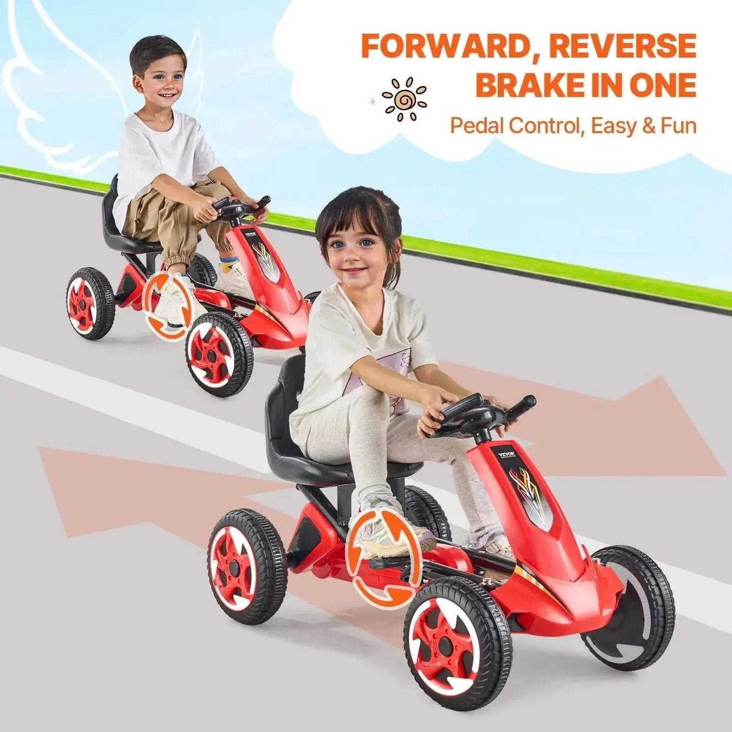  VEVOR 66lbs Kids Pedal Go Kart for Outdoor Fun -  ToylandEU™