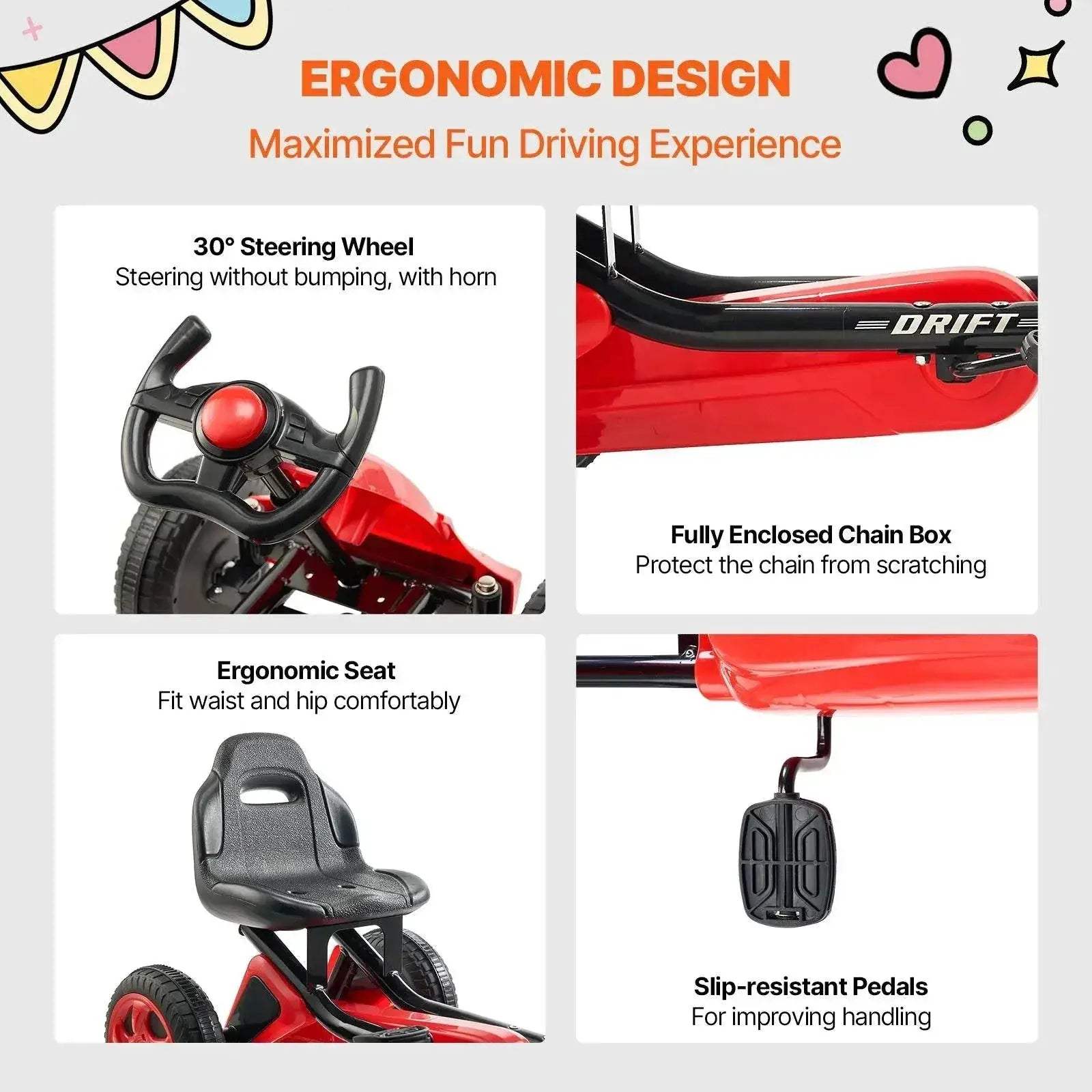  VEVOR 66lbs Kids Pedal Go Kart for Outdoor Fun -  ToylandEU™