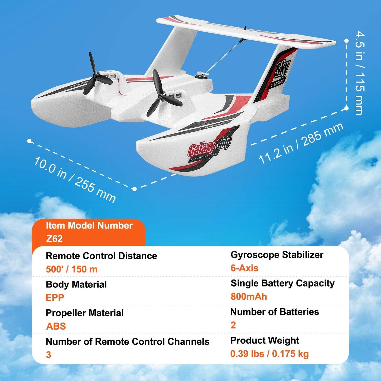 VEVOR EPP Foam RC Plane 2.4G 3CH Radio Control Aircraft - ToylandEU