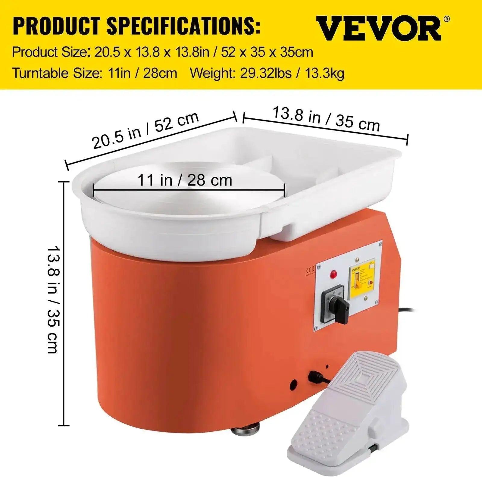  VEVOR Electric Pottery Wheel Machine 28cm 350W Foot Pedal -  ToylandEU™