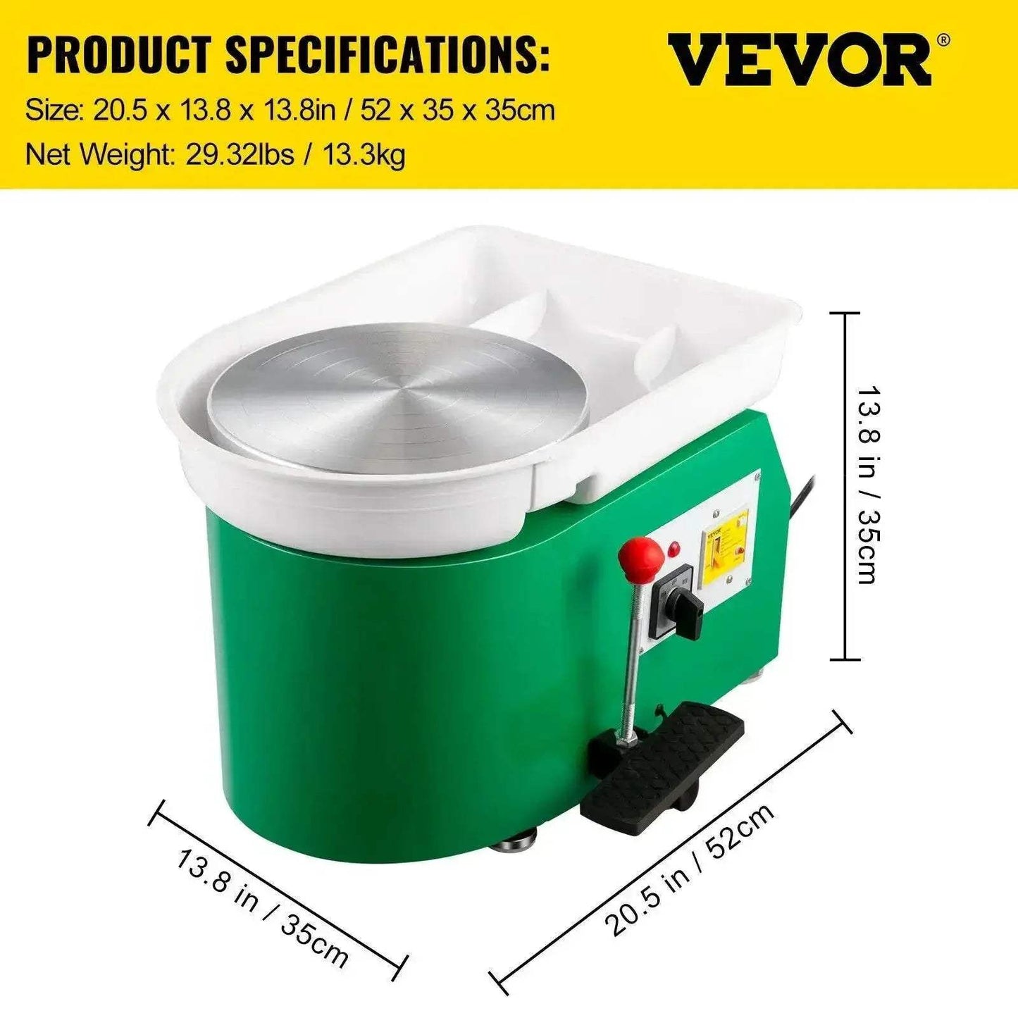 VEVOR Electric Pottery Wheel Machine 28cm 350W Foot Pedal - ToylandEU