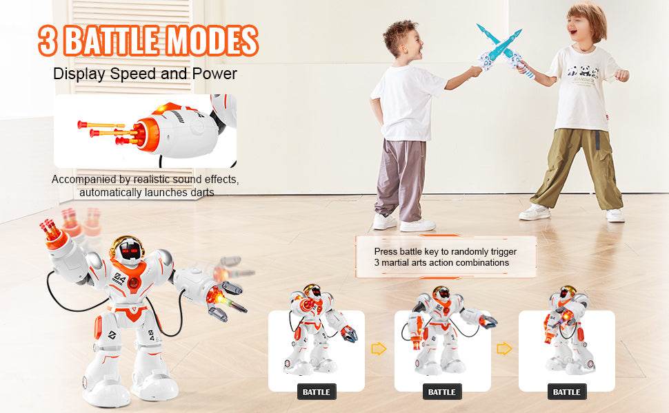 VEVOR Interactive Battle Robot for Kids - Programmable Remote Control Walking and Dancing Toy with Shooting Feature - ToylandEU