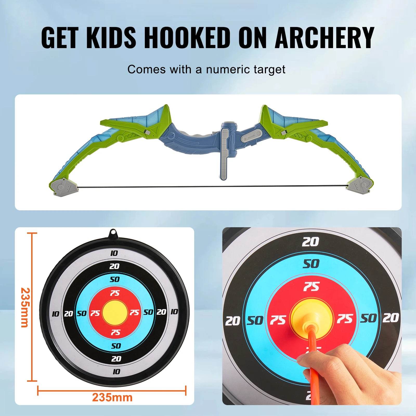 VEVOR Kids Bow and Arrow Set LED Light Up Archery Toys Set - ToylandEU