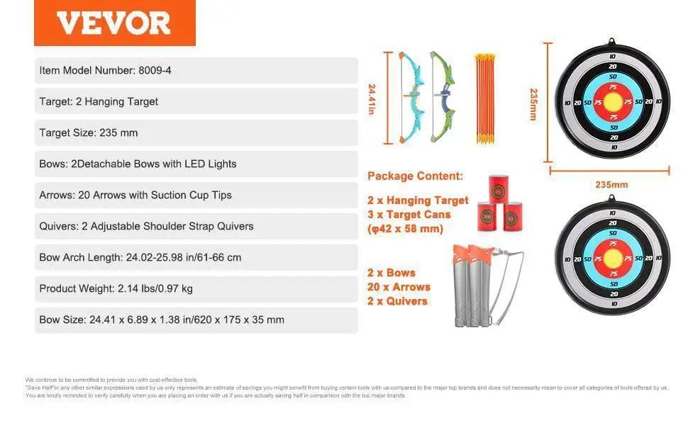  VEVOR Kids Bow and Arrow Set with LED Light Up Toys -  ToylandEU™