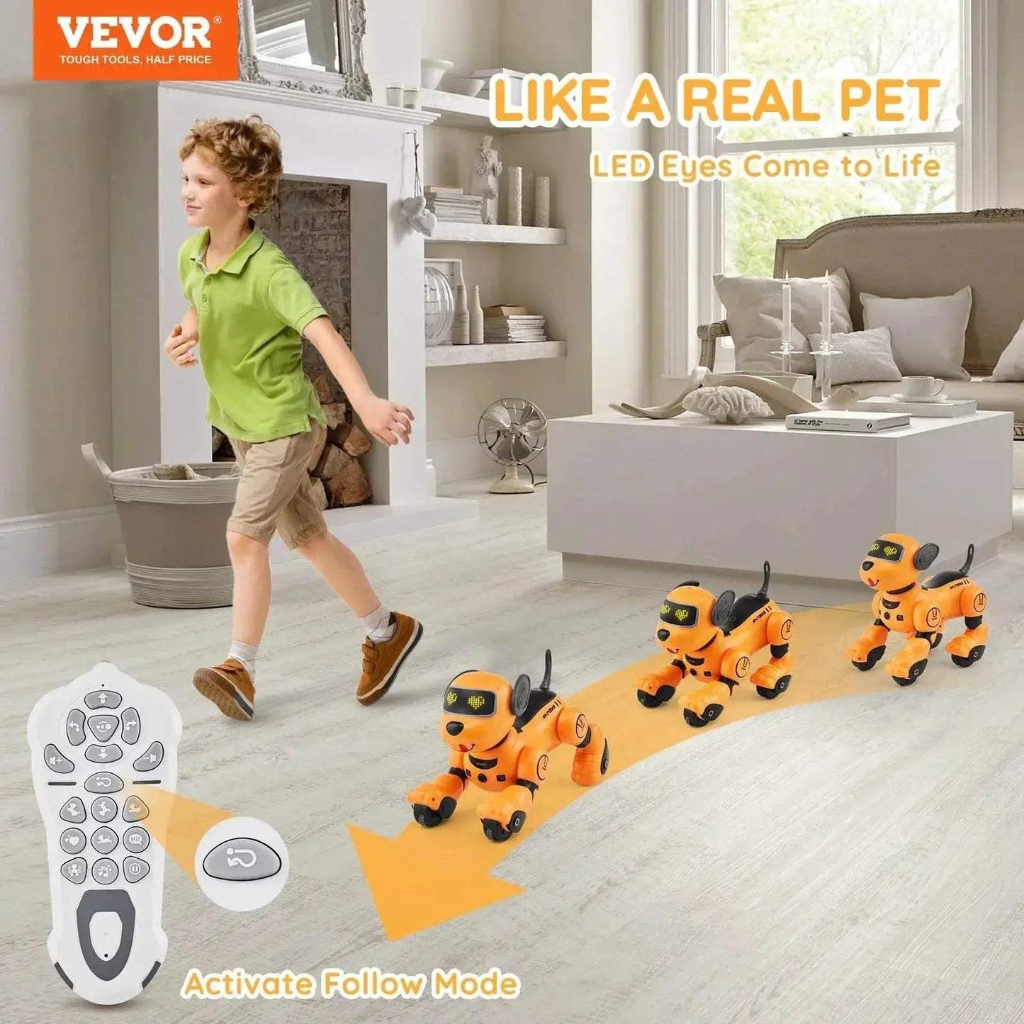 VEVOR Programmable Remote Control Robot Dog - Interactive Singing and Dancing Pet Toy for Kids Age 3+ - ToylandEU