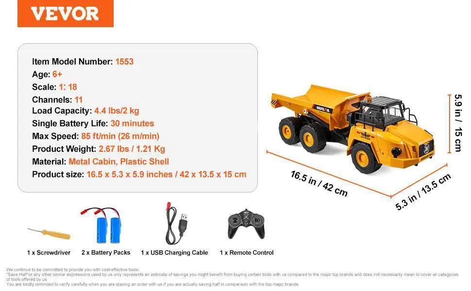  VEVOR RC Dump Truck Remote Control Car for Kids Fun -  ToylandEU™