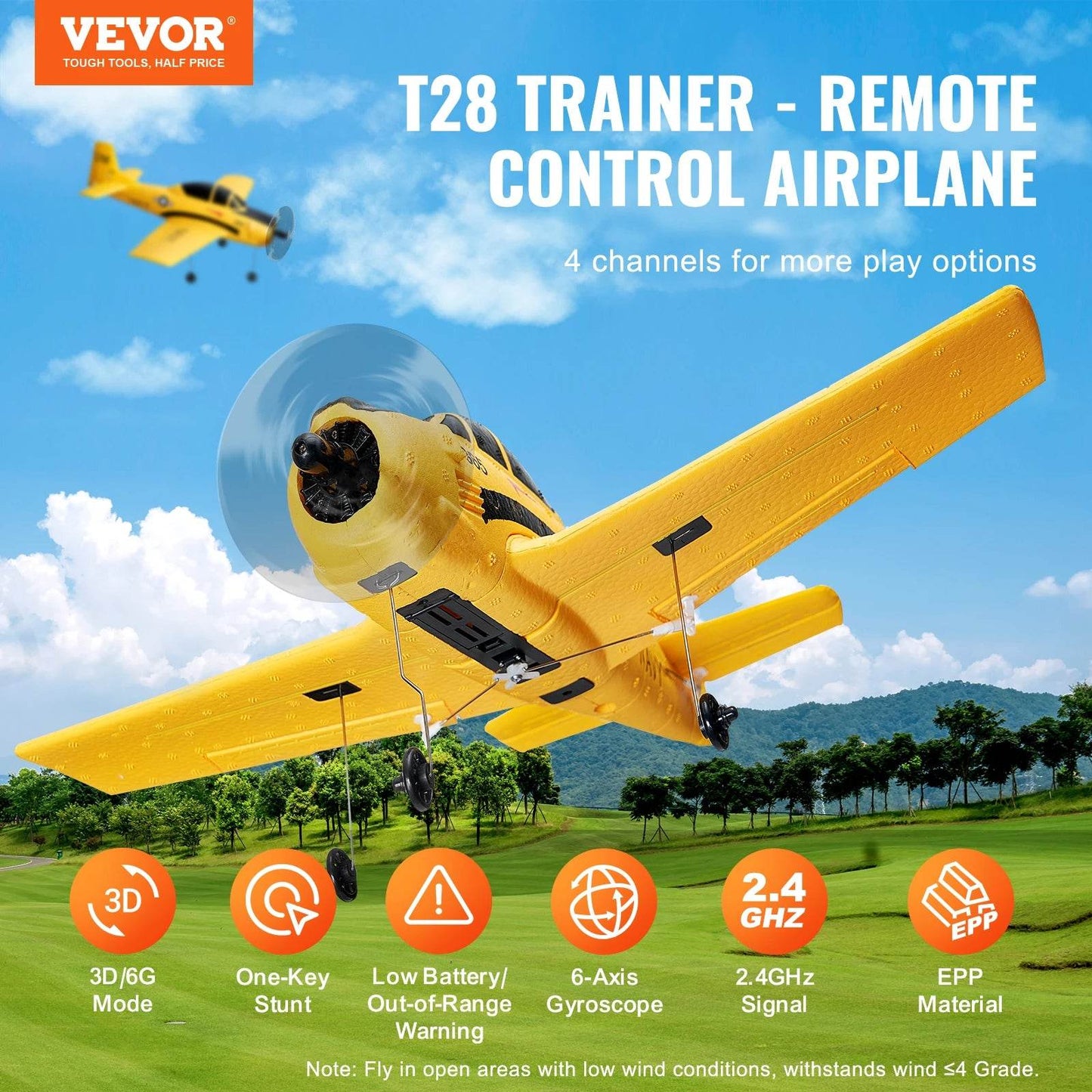 VEVOR RC Plane 2.4G 4CH Remote Control Airplane for Kids - ToylandEU