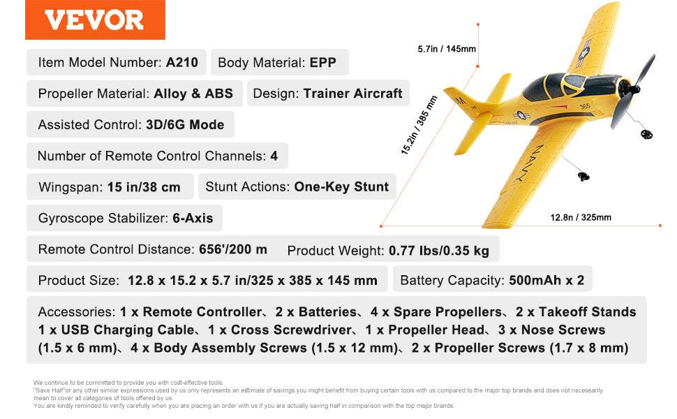 VEVOR RC Plane 2.4G 4CH Remote Control Airplane for Kids - ToylandEU