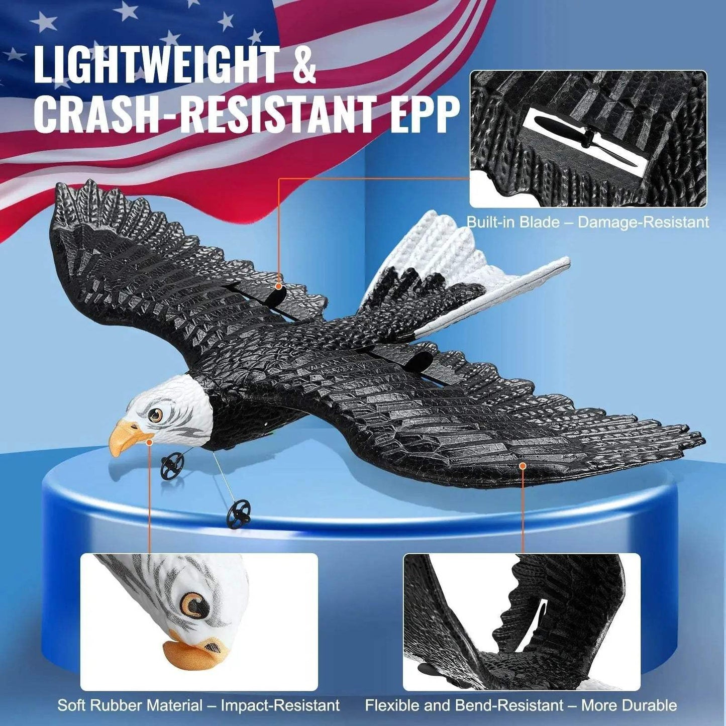 VEVOR RC Plane Wingspan Eagle Aircraft Fighter with 2 Batteries - ToylandEU