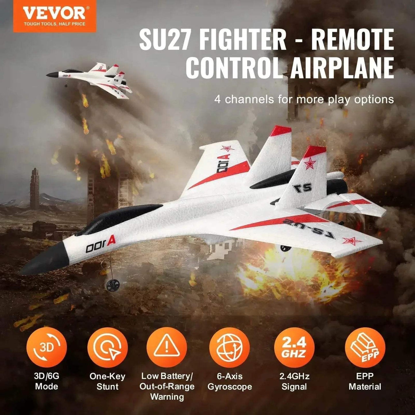  VEVOR SU27 RC Plane 2.4G Glider Airplane with 2 Batteries -  ToylandEU™