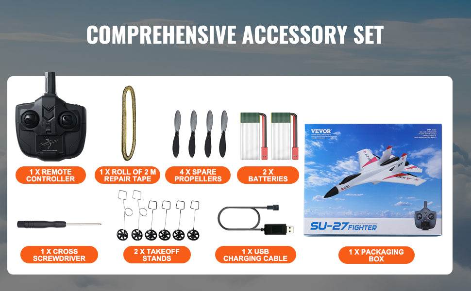 VEVOR SU27 RC Plane 2.4G Remote Control Glider with 2 Batteries - ToylandEU