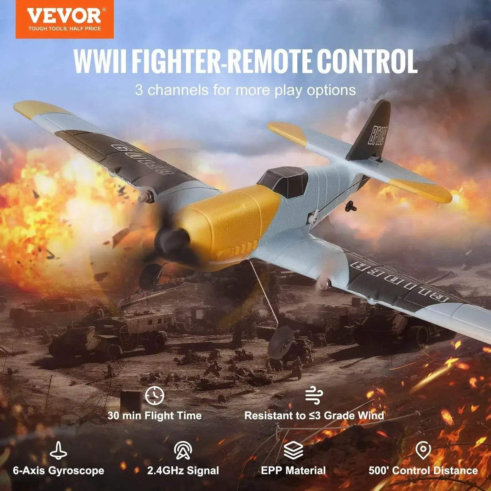  VEVOR Z61 RC Plane BF109 Fighter with 2 Batteries -  ToylandEU™